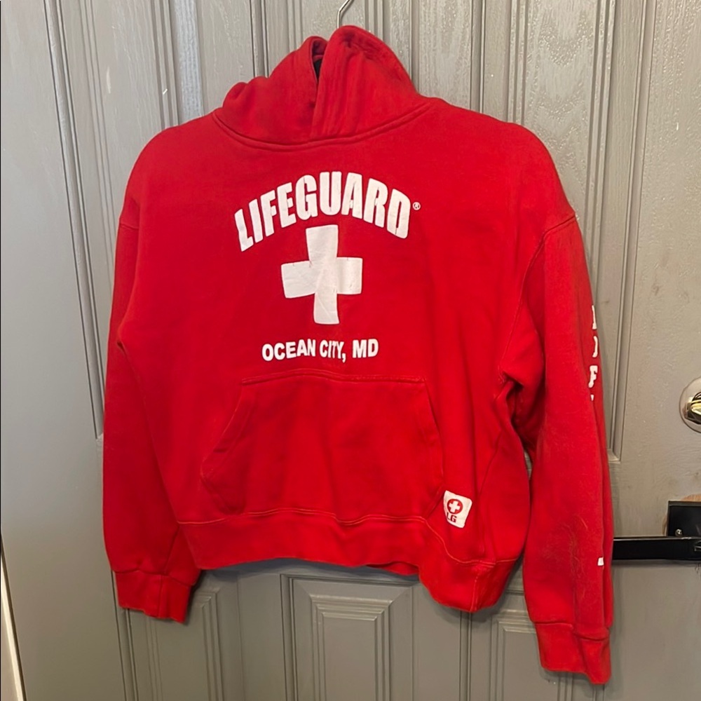Red Kids Ocean City Lifeguard Hoodie